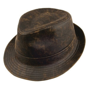 Brown Weathered Cotton Trilby Hat