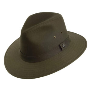 Olive Water-Resistant Oilcloth Safari Fedora Hat